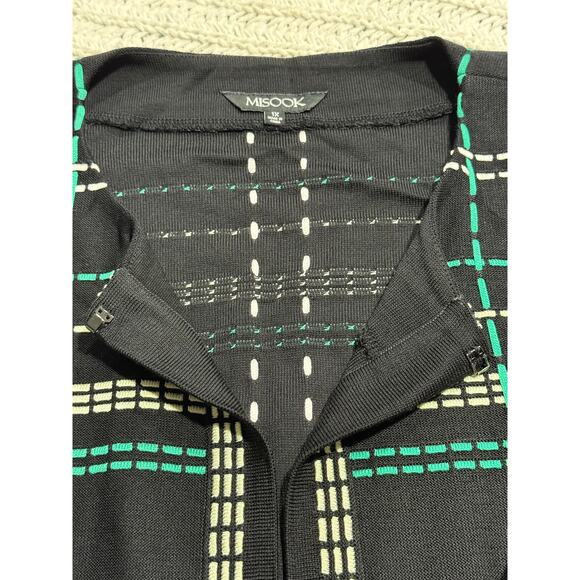 VTG Misook Cardigan Acrylic Knit Top Clasp Plaid Womens Plus Size 1X Black Green - Picture 7 of 8